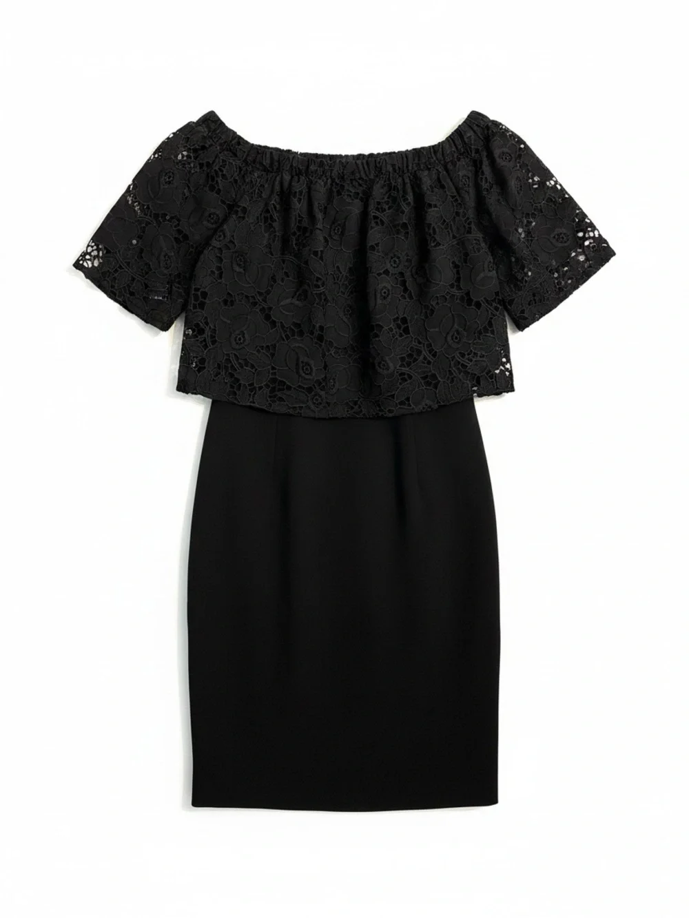 Shoshanna Astor Dress Womens 4 Black Floral Lace Off-the-Shoulder